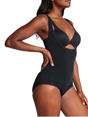 ASSETS by SPANX Open Bust Panty Bodysuit Black Shapewear Size Small